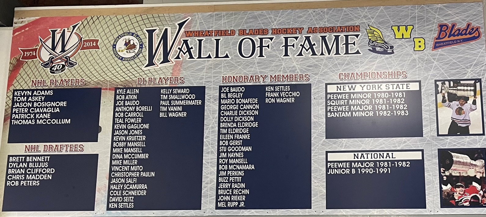 Wall of Fame Nominations Being Accepted Wheatfield Blades Hockey